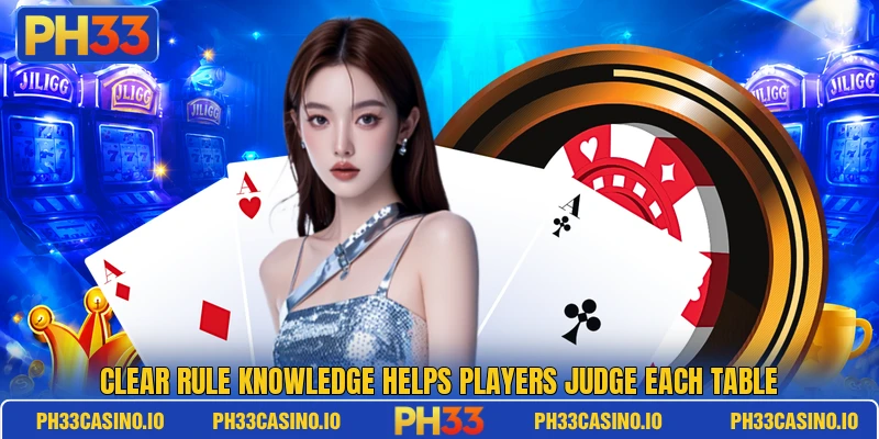 Clear rule knowledge helps players judge each table Clear rule knowledge helps players judge each table