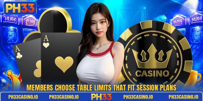 Members choose table limits that fit session plans