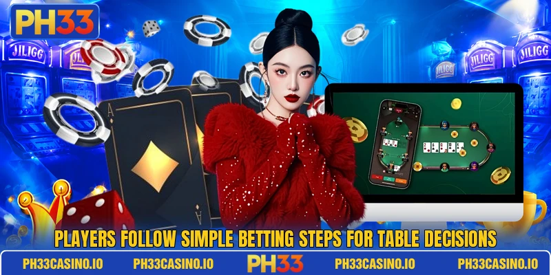 Players follow simple betting steps for table decisions Players follow simple betting steps for table decisions