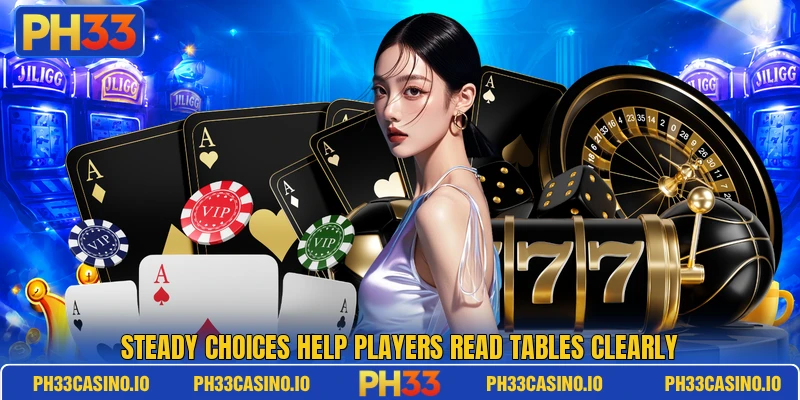 Steady choices help players read tables clearly Steady choices help players read tables clearly